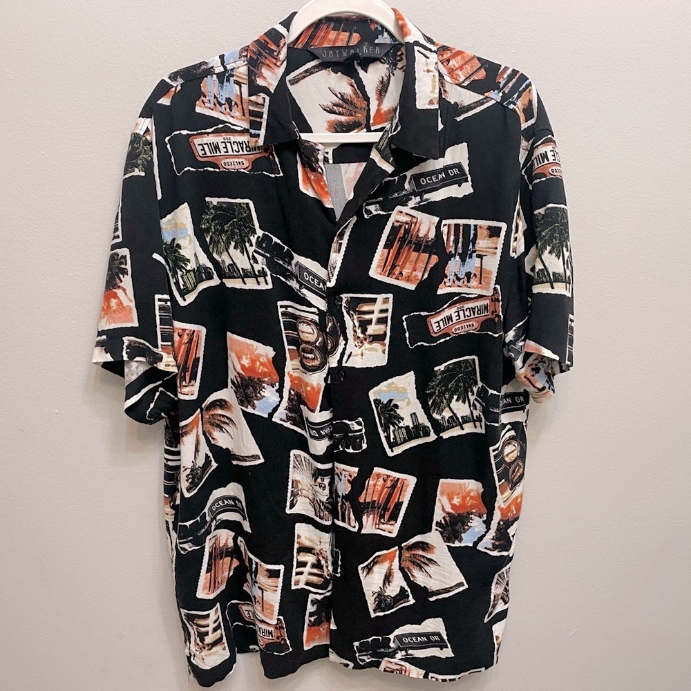 Men's Jaywalker Ocean Drive South Beach Miami Graphic Print Button Down Shirt